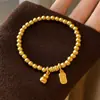 Novo Bracelete de Contas Douradas em Forma de Cabaça Estilo Chinês para Mulheres, Bracelete Exquisito de Luxo Leve Retrô de Nicho com um Toque de Alto Padrão