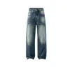 Jeans de pierna ancha, corte holgado, para hombre, estilo retro americano Khmer, resistentes, lavados, nueva colección 2026, pantalones casuales de alta gama, a la moda