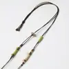 Collar de cordón de cuero encerado, cordón ajustable tejido a mano con colgante de jade, cordón de oro unisex, versátil