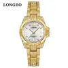 Relojes de Moda Longbo para Hombre y Mujer con Incrustaciones de Diamantes para Comercio Exterior, Relojes de Pareja de Venta Caliente Transfronteriza, Relojes de Cuarzo con Correa de Acero Impermeables Luminosos