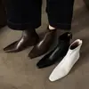 Botas de tornozelo super elásticas para mulheres, com salto plataforma, ajuste justo, novo estilo outono/inverno, bico quadrado, zíper traseiro, salto médio, botinhas curtas da moda para mulheres, tamanho 40