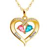 Collar de Pareja de Gota de Agua Bicolor Transfronterizo para Mujer, Grabado con Nombres, Regalo para Mamá, Colgante de Corazón, Material de Cobre, Joyería de Cadena para Clavícula