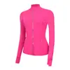 Jaqueta LU com gola alta e zíper dourado, casaco esportivo de manga longa, top de alta elasticidade slim-fit para corrida, fitness e yoga para mulheres