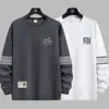 Nova Camiseta de Manga Longa com Gola Redonda para Primavera e Outono de 2025, Moletom Espessado Versátil da Moda, Camiseta Básica Unissex