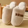 Bolso estudiantil simple cabeza moda zapatos de mujer cálidos suela plana estilo coreano pantuflas algodón interior mullido casual más terciopelo hogar