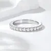 Anillo de Plata de Ley S925 con Moissanita Banda de Anillo de Boda de Lujo Ligero para Mujer con Cruz Europea y Americana de 2 mm de Círculo Completo con Diamantes Joyería