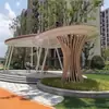 Pergolado de Aço Inoxidável Escultura Estrutura de Aço Grande ao Ar Livre Forma Especial Corredor Metálico Pavilhão Árvore Luminosa Criativa Paisagem