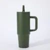 Novo copo de gelo simples de camada dupla com retenção de frio e alça, isolamento em aço inoxidável, à prova de vazamentos, bico dobrável, copo de carro portátil