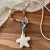 Collar de piedra volcánica con cuentas de color dopamina en forma de estrella para mujer, cadena para la clavícula de diseño único, cadena para suéter de vacaciones en la playa