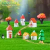 Nuevo producto transfronterizo: Casa miniatura de estilo europeo retro con chimenea de tejas rojas creativa, accesorios decorativos DIY, adornos para paisajes en miniatura