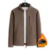 2025 Nueva Chaqueta de Forro Polar Otoño e Invierno para Hombre Cardigan Cálido Juvenil Sudadera Chaqueta Exportación Transfronteriza Negro Gris Oscuro