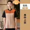 Camisa Tricolor, Uniforme de Trabajo para Mesero de Catering en Restaurante de Hot Pot, Manga Corta para Personal de Restaurante de Casa de Té, Hotel, Atuendo de Verano Estilo Chino para Mujer