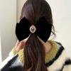 Horquilla con lazo de terciopelo negro y rosa francesa para mujer, estilo retro Chanel de alta gama, tocado grande para el cabello