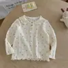 Camiseta Polo Manga Longa Colorida Estampada com Estrelas para Meninas FHW, Moda Outono e Primavera, Versátil com Gola Boneca