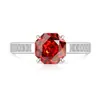 Anillo de Piedra Cortada en Rosa de Venta Caliente en TikTok para Mujeres, Diamante de Alto Carbono Súper Brillante, Chapado en Oro Real, Transmisión en Vivo Dropshipping Transfronterizo