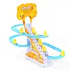 Sacude el sonido del mismo patito amarillo subiendo escaleras juguete de tobogán de patito para niños pista de música interactiva educativa eléctrica