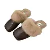 Zapatos Antideslizantes Versátiles para Mujer, Estilo Coreano Invierno 2026 Mismo Estilo Chic Cómodos Cálidos Pantuflas de Piel para Mujer