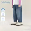 [7A Antibacteriano] Jeans Reto para Meninas Roupa de Outono Infantil Lavado Solto Versátil Calça Casual Crianças Maiores Calças de Outono