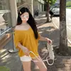 Al por mayor transfronterizo Verano Puro Deseo Holgado Relajado Manga Murciélago Cuello V Hombro Asimétrico Manga Corta Camiseta para Mujer Ligeramente Transparente Delgado Cubre-Arriba Top