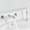 Manija de interruptor blanca manija grifo de lavabo de tres agujeros tipo dividido juego de tres piezas grifo de lavabo de cuatro agujeros interruptor