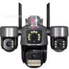 Cámara de Vigilancia V380 Tres Pantallas 360 Grados Alta Definición Impermeable Interior y Exterior Wifi Color Completo 4g