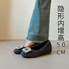 Zapatos Peludos de Punta Cuadrada que Aumentan la Altura para Mujer, Nuevos Zapatos de Lana con Pedrería Otoño e Invierno 2025, Zapatos Mary Jane con Forro de Felpa para Mujer