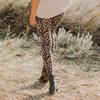 Leggings con estampado de leopardo de moda europea y americana para mujer, nuevos pantalones casuales ajustados de seda de leche rasgados de cintura alta de primavera y otoño para mujer