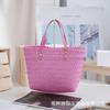 Bolsa de Plástico Trançado Moda Casual Novo Estilo Fresco Cesta de Legumes de Mão Tecida à Mão Grande Capacidade Bolsa de Praia para Feriado