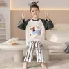 Pijama de Algodón para Niños Niños Primavera y Otoño Cuello Redondo Manga Larga Set de Dibujos Animados Niños Medianos y Mayores Todo Algodón Ropa de Casa