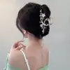 Grampo de cabelo de flor de pedra olho de gato requintado, grampo de cabelo feminino na parte de trás da cabeça, grampo de cabelo temperamento, grampo de tubarão grande de alta qualidade, cocar