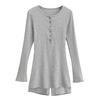 Conjunto de tricô hot girl americano top de manga longa justo gola redonda feminino 2023 conjunto casual de shorts justos duas peças