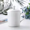 Habitación de Hotel Blanca Pura Taza de Té de Cerámica Taza de Agua para Sala de Reuniones con Tapa Taza de Cerámica para Reuniones de Oficina Phnom Penh