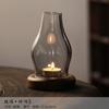 Retro simples de bambu de vidro sala de chá castiçal luz de luxo romântico aromaterapia sala de chá decoração de mesa lâmpada de vela à prova de vento