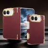 Adequado para capa de celular Apple Duo, couro com padrão de grade galvanizado com dobradiça de mola, capa protetora de tela dobrável iPhone Duo