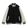 Otoño e Invierno Marca de Moda Hombro Caído Bloques de Color Chaqueta de Béisbol para Pareja Chaqueta Deportiva para Exteriores Uniforme de Béisbol Fábrica Personalizada