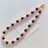 Resaltado Vintage Blanco Frío Rojo Ancora Cristal Artificial Perla Imitación Cinabrio Conjunto de Pulsera y Cadena para Clavícula