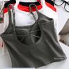 Camisola de algodón puro con espalda cruzada y copa fija para mujer, ropa interior con tirantes ajustables para el hombro, top corto sexy a la moda para chica