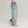 Pantalones para Niña Pudding Haru con Bordado de Lazo, Jeans Gruesos Forrados de Felpa para Niña, Pantalones Rectos Dulces y Modernos