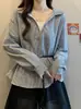Camisa Elegante Falsa de Duas Peças com Gola e Manga Longa para Mulheres, Outono 2026 Corte Solto Afinando Cintura Top A10298