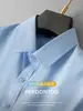 Camisa Masculina de Algodão Mercerizado Leve Estilo Italiano Manga Longa 2026 Primavera e Outono Slim Fit Respirável Branca Formal