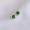 Pendientes vintage de plata S925 con diamantes y esmeralda cuadrados, de Banyan Tree, para mujer, de lujo, ligeros y de alta gama, de moda verde.
