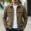 Chaqueta de Otoño-Invierno para Hombre con Cuello de Piedra de Gallo, Abrigo Casual de Tweed Estilo Chanel, de Botonadura Simple con Bolsillos Dobles en el Pecho