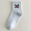Calcetines Estilo Nuevo 2024 para Mujer Calcetines de Color Sólido de Longitud Media Calcetines Estilo Ins Primavera con Patrón de Mariposa Bordado Medias de Color Sólido