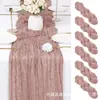Amazon Transfronterizo Caminero de Mesa de Tela Arrugada Estilo Bohemio Gasa Retorcida Arrugada Decoración para Boda Fiesta Caminero de Mesa