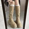 Botas largas estilo páramo hasta la rodilla para mujer, nuevo modelo otoño 2026, botas de plataforma con tacón grueso y suela gruesa, botas de motocicleta de doble uso para mujer