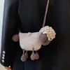 Bolsa de Lã Tricotada Acabada de Desenho Animado Ovelhinha Fofa Bolsa de Tricô Feita à Mão DIY Bolsa Transversal da Família Fashionável Novo Estilo