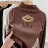 Camiseta de Manga Larga de Cuello Alto para Niña Estilosa Ropa de Otoño/Invierno Infantil De Rong Capa Base Cálida Top Versátil con Volantes