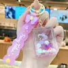 Llavero de Elefante Morado de Cristal con Cuentas de Burbujas de Arena Movediza Colgante Exquisito para Coche Bolso Regalo Pequeño