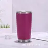 Vaso Amazon transfronterizo de 20 oz de acero inoxidable de doble capa para coche, vaso para helado, vaso para café para llevar, vaso portátil con pajilla