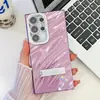 Capa para Celular com Suporte Eletrodepositado de Furos Finos IMD Adequada para Samsung S25Ultra Película para Lente S23Fe A54 Plissada